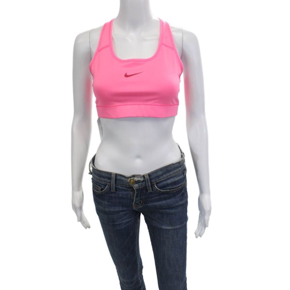 Nike Womens Solid Stretch Activewear Bra Pink Size L